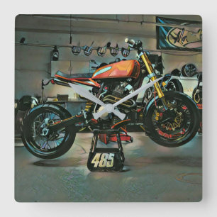 Relógio Quadrado trabalho de arte de motocicleta vintage