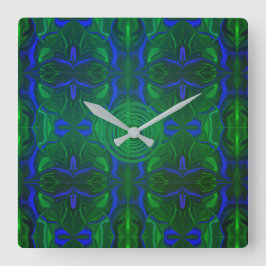 Relógio Quadrado Traços azuis é 'flutu ando' sobre fundo.