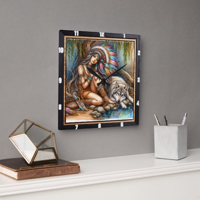 Relógio Quadrado Tranquilidade Nativa: Paz de Silver Pond Evening (Escritório)