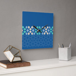 Relógio Quadrado Tranquilidade Turquesa Ritmo