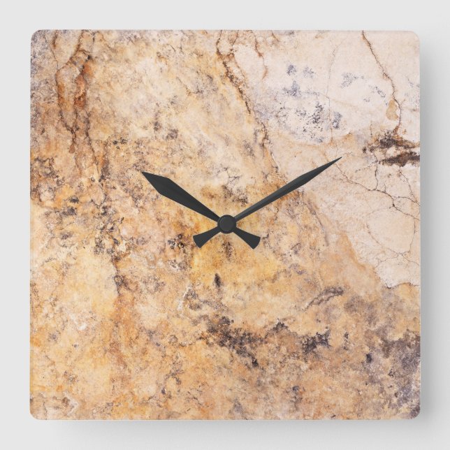 Relógio Quadrado Travertine Stone Patterine Acrylic Wall Clock (Frente)