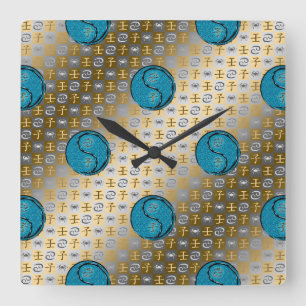 Relógio Quadrado Travesseiro Decorativo Câncer & Rato de Água