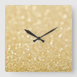Relógio Quadrado Trendy Gold Glitter Wall Clock