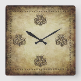 Relógio Quadrado Trendy Grundge Irish Sortuda Shamrock