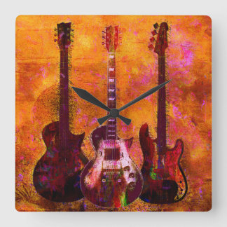 Relógio Quadrado Três guitarra