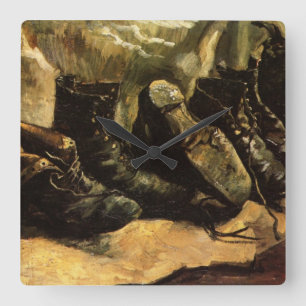 Relógio Quadrado Três pares de Calçados por Vincent van Gogh