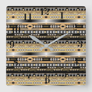 Relógio Quadrado Tribal, étnico, ornamento