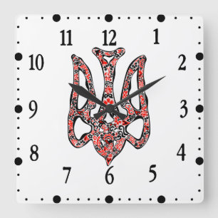 Relógio Quadrado Trident Trident Nacional Ucraniano trizub estiliza