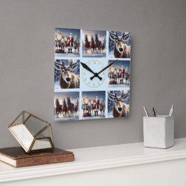 Relógio Quadrado Tripulação de papais noeis: Pai Natal Possui Renas