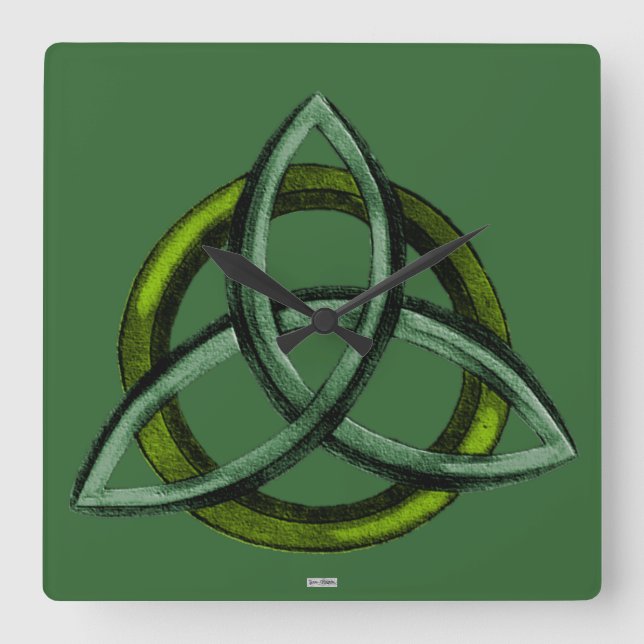 Relógio Quadrado Triquetra (verde) (Frente)