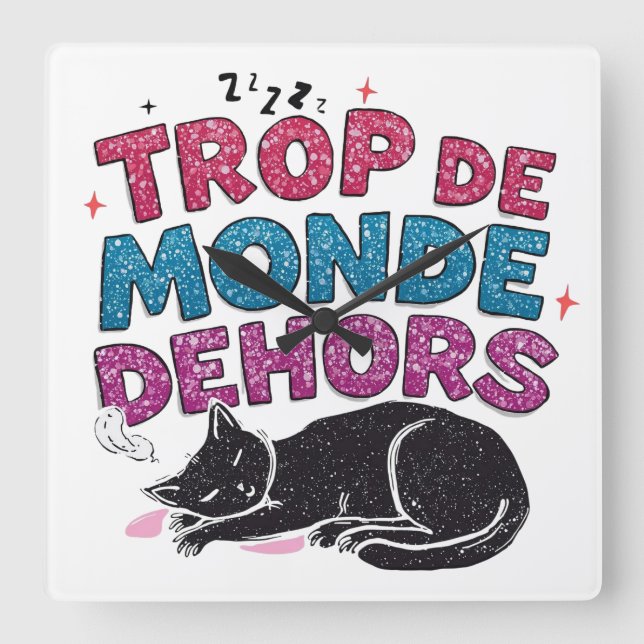 Relógio Quadrado Trop de Monde Dehors - Black Cat (Frente)