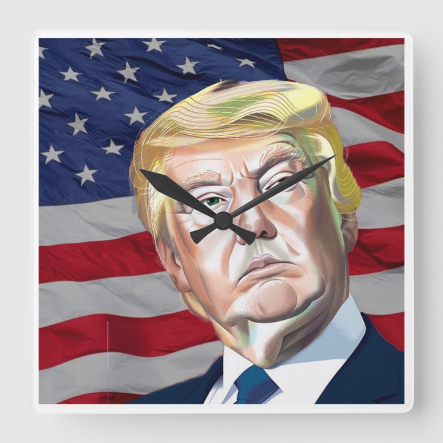 Relógio Quadrado Trump 45º Presidente dos EUA - Presente (Frente)