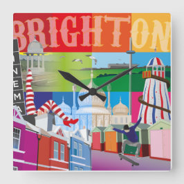 Relógio Quadrado Tudo Sobre Brighton Wall Clock