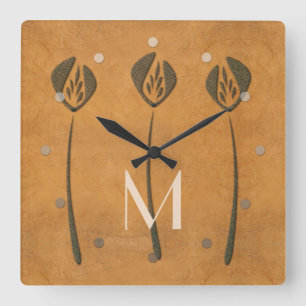 Relógio Quadrado Tulipas Personalizadas