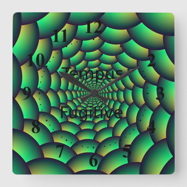 Relógio Quadrado Túnel espiral de Bola Verde (Frente)