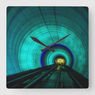 Relógio Quadrado Túnel ferroviário azul, Singapura