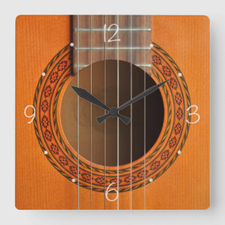 Relógio Quadrado Turma de laranja de guitarra clássica
