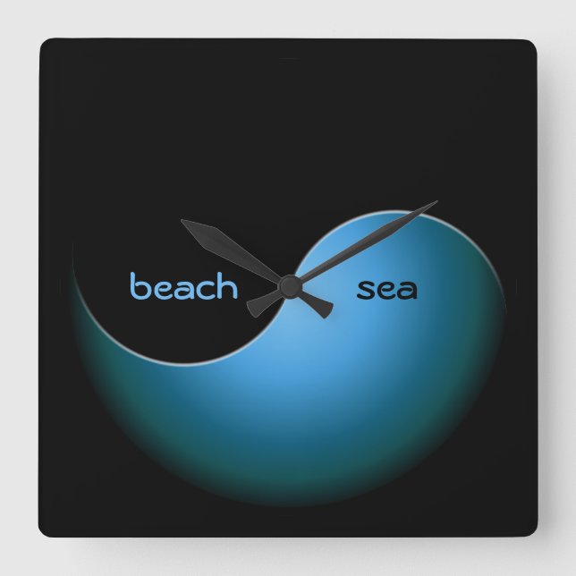 Relógio Quadrado turquesa yin yang (Frente)