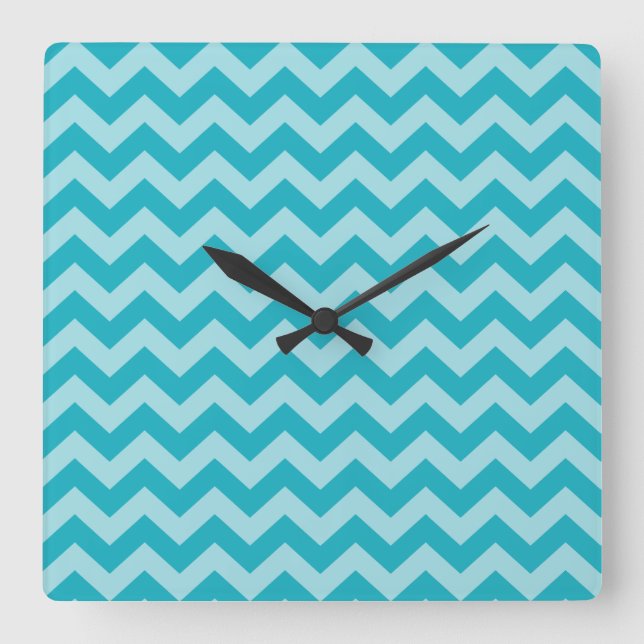 Relógio Quadrado Turquoise Marine Moods Chevrons (Frente)