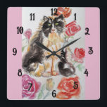 Relógio Quadrado Tuxedo Cat Gatos Arte Animais Crianças Quarto Cloc<br><div class="desc">Tuxedo Cat Gatos Arte Animais Refrigeram Relógio De Quarto. Projetado a partir da minha arte original de aquarela.</div>