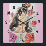 Relógio Quadrado Tuxedo Cat Gatos Arte Animais Crianças Quarto Cloc<br><div class="desc">Tuxedo Cat Gatos Arte Animais Refrigeram Relógio De Quarto. Projetado a partir da minha arte original de aquarela.</div>