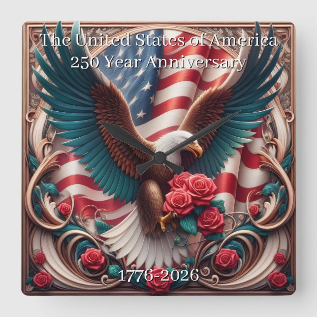 Relógio Quadrado U.S.A. 250th Anniversary Commemorative (Frente)