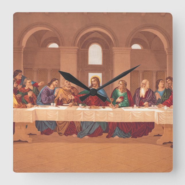 Relógio Quadrado Última Ceia de Jesus Cristo (Frente)
