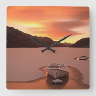 Relógio Quadrado Um Loch congelado Ruthven, Reino Unido