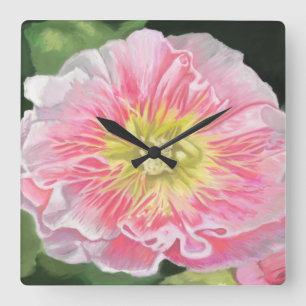 Relógio Quadrado Um Malva Rosa Suave e Creme_0165