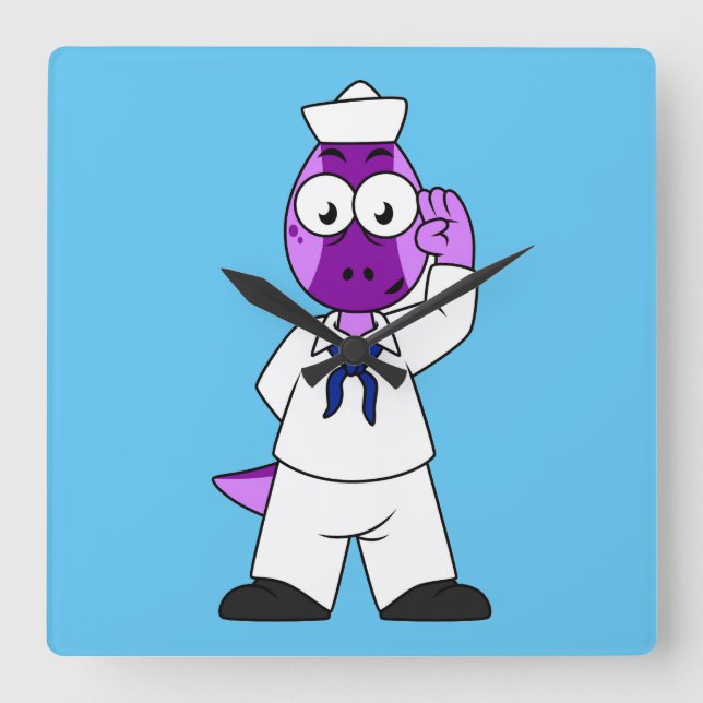 Relógio Quadrado Um Marinheiro Marinho De Dinossauro Paquicéfalossa (Frente)