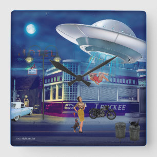 Relógio Quadrado Um Novo Atendedor de Voo