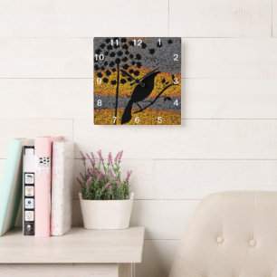 Relógio Quadrado Um Pássaro entre as Penas