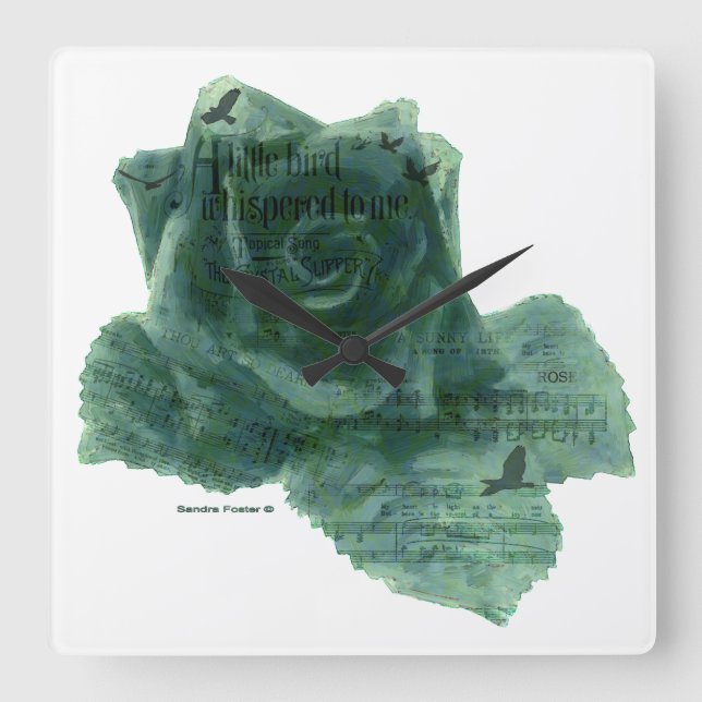 Relógio Quadrado Um Pássaro Me Disse Rosa (Frente)