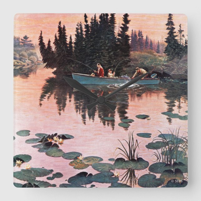 Relógio Quadrado Uma Bela Captura de John Clymer (Frente)