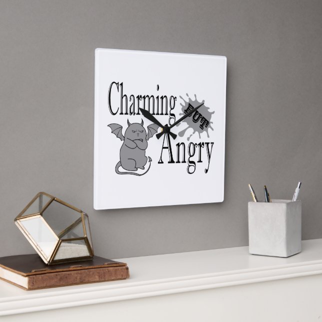 Relógio Quadrado Uma citação engraçada e encantadora do gato maldit (Escritório)