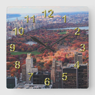 Relógio Quadrado Uma visão de cima: Outono no Central Park 01