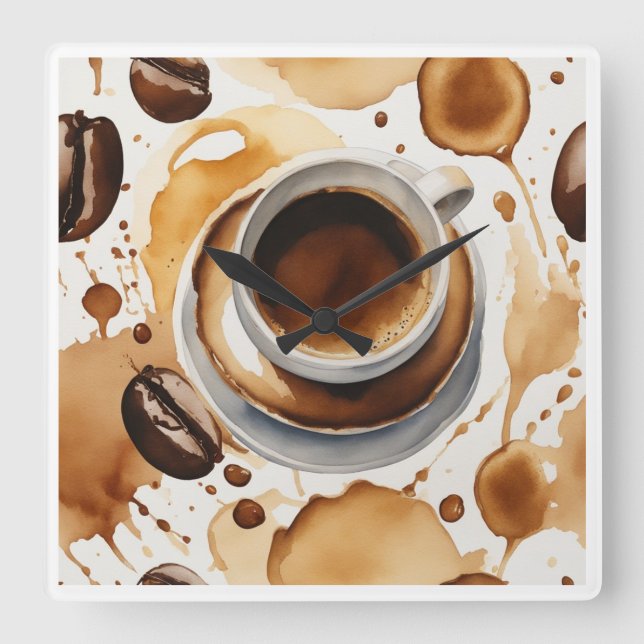 Relógio Quadrado Uma xícara de café java pela manhã (Frente)