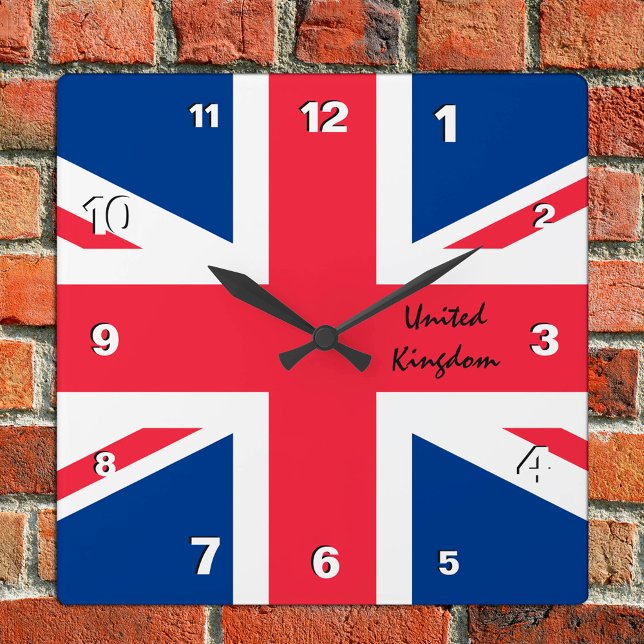 Relógio Quadrado Union Jack Clock, Patriotic home UK, Bandeira Brit (Criador carregado)