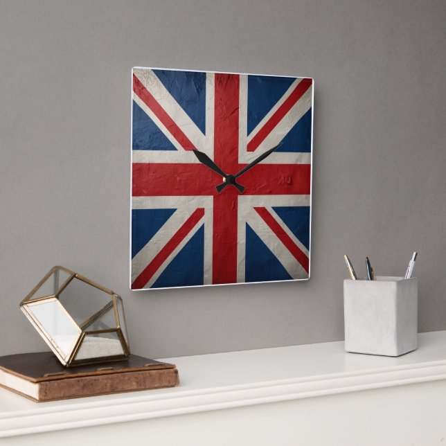 Relógio Quadrado Union Jack flag (Escritório)