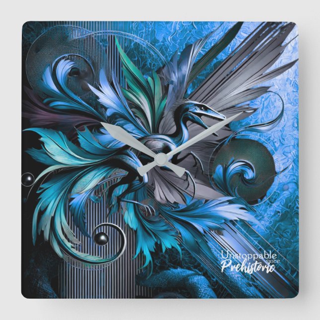 Relógio Quadrado Unstoppable Raptor – Fuel Strength, Rule the Wild (Frente)