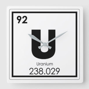 Relógio Quadrado Uranium chemical element symbol chemistry formula