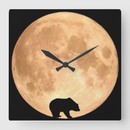 Relógio Quadrado Urso de Lua Completo
