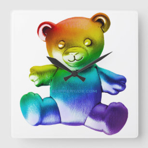 Relógio Quadrado Urso de pelúcia de metal polido SlipperyJoe's grad