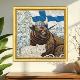Relógio Quadrado Urso Viking Da Finlândia, Arte Da Raposa Árctica N