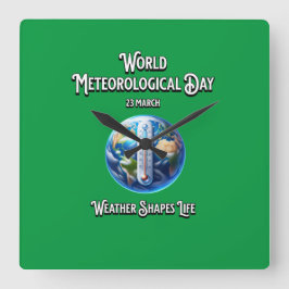 Relógio Quadrado Usar Formas De Vida. Dia Mundial da Meteorologia.