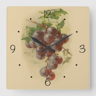 Relógio Quadrado Uvas de vindima