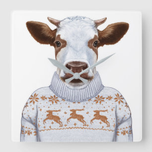 Relógio Quadrado Vaca Suja de Natal