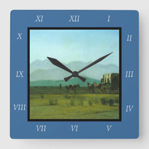 Relógio Quadrado Vagão do Levantador de Albert Bierstadt nas Rochos