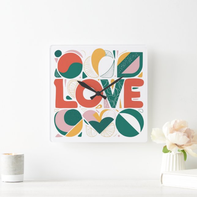 Relógio Quadrado valentine's day gift, Wall Design, Love decor (Lar)