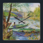 Relógio Quadrado Van Gogh Pesca na Primavera, Pont de Clichy<br><div class="desc">Pescar na Primavera, o Pont de Clichy, de Vincent van Gogh, é uma pintura marítima de apos impressionismo fino, que apresenta um homem num barco a pescar no rio Sena na primavera, na ponte Pont de Clichy. Sobre o artista: Vincent Willem van Gogh era um pintor do Post Impressionista cujo...</div>